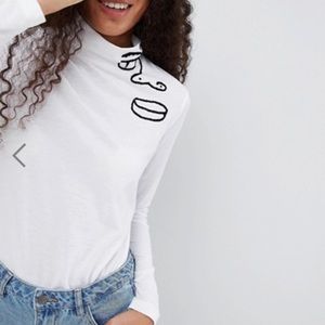 ASOS Made in Kenya Embroidered Funnel Neck Top